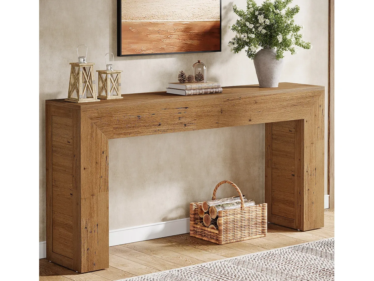 Tribesigns Mesa de console de 160 cm para entrada, console de sofá de fazenda para trás do sofá^ Consola