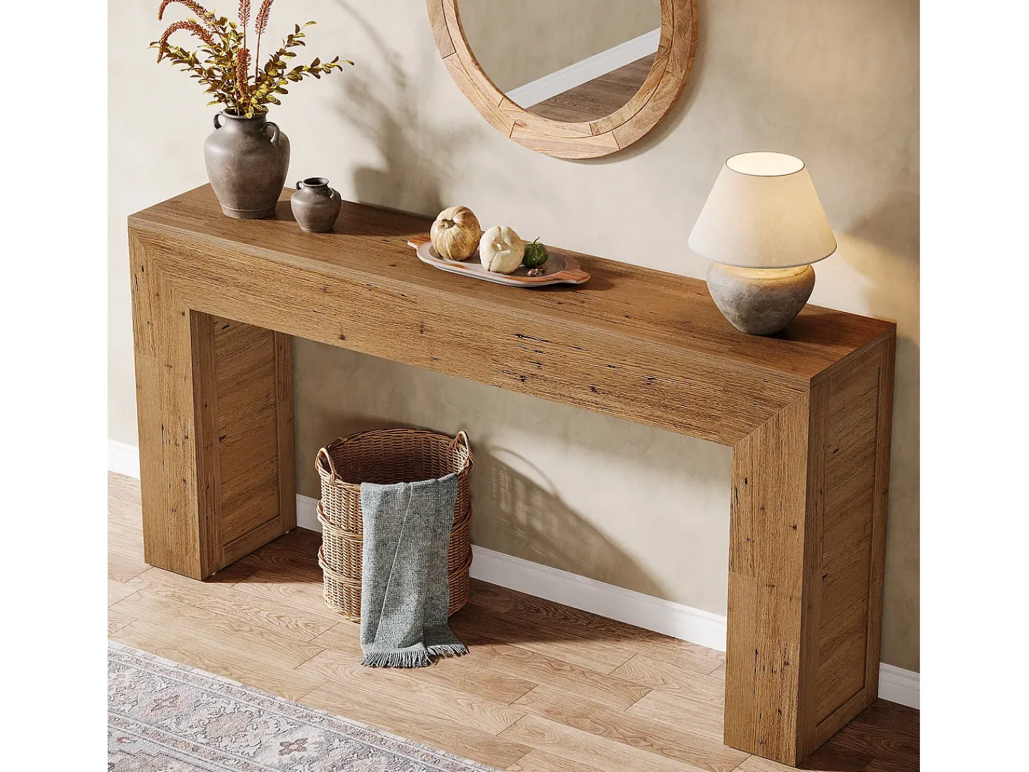 Tribesigns Mesa de console de 160 cm para entrada, console de sofá de fazenda para trás do sofá^ Consola