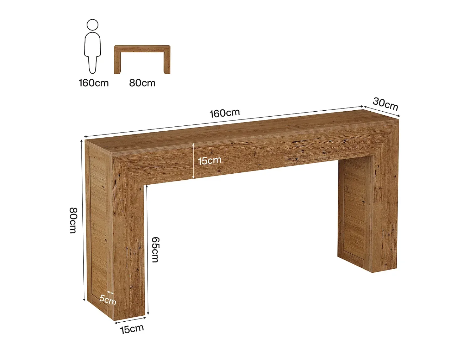 Tribesigns Mesa de console de 160 cm para entrada, console de sofá de fazenda para trás do sofá^ Consola