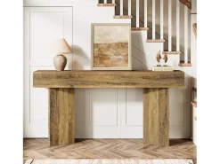 Consola|Tribesigns Mesa de console de 160 cm para entrada MDF Rustic Brown de fazenda Castanho