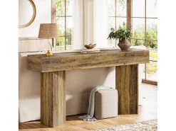 Consola|Tribesigns Mesa de console de 160 cm para entrada MDF Rustic Brown de fazenda Castanho