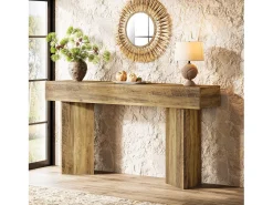 Consola|Tribesigns Mesa de console de 160 cm para entrada MDF Rustic Brown de fazenda Castanho