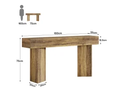 Consola|Tribesigns Mesa de console de 160 cm para entrada MDF Rustic Brown de fazenda Castanho