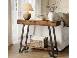 Tribesigns Mesa de Console de 103cm com Quadro Metálico Geométrico, Mesas de Entrada, Prateleiras de Armazenamento, 2 Camadas^ Consola