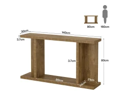 Outlet Tribesigns Mesa de Console de 140cm, Mesa de Entrada Rustica de 2 Andares para Atrás do Sofá Castanho