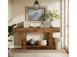 Tribesigns Mesa de Console de 160cm, Mesa de Entrada Rural de 2 Camadas com Base em Forma de U^ Consola