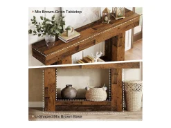 Tribesigns Mesa de Console de 160cm, Mesa de Entrada Rural de 2 Camadas com Base em Forma de U^ Consola