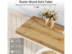 Tribesigns Mesa de Console de 105cm, Mesa de Sofá Industrial de 4 Andares com Base Circular para Entrada Natural claro