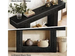Best Tribesigns Mesa de Console de 160cm, Mesa de Sofá de 2 Andares Preta Mesa de Entrada Preto