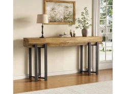 Tribesigns Mesa de Console de 160cm para Entrada, Mesa Industrial Atrás do Sofá^ Consola