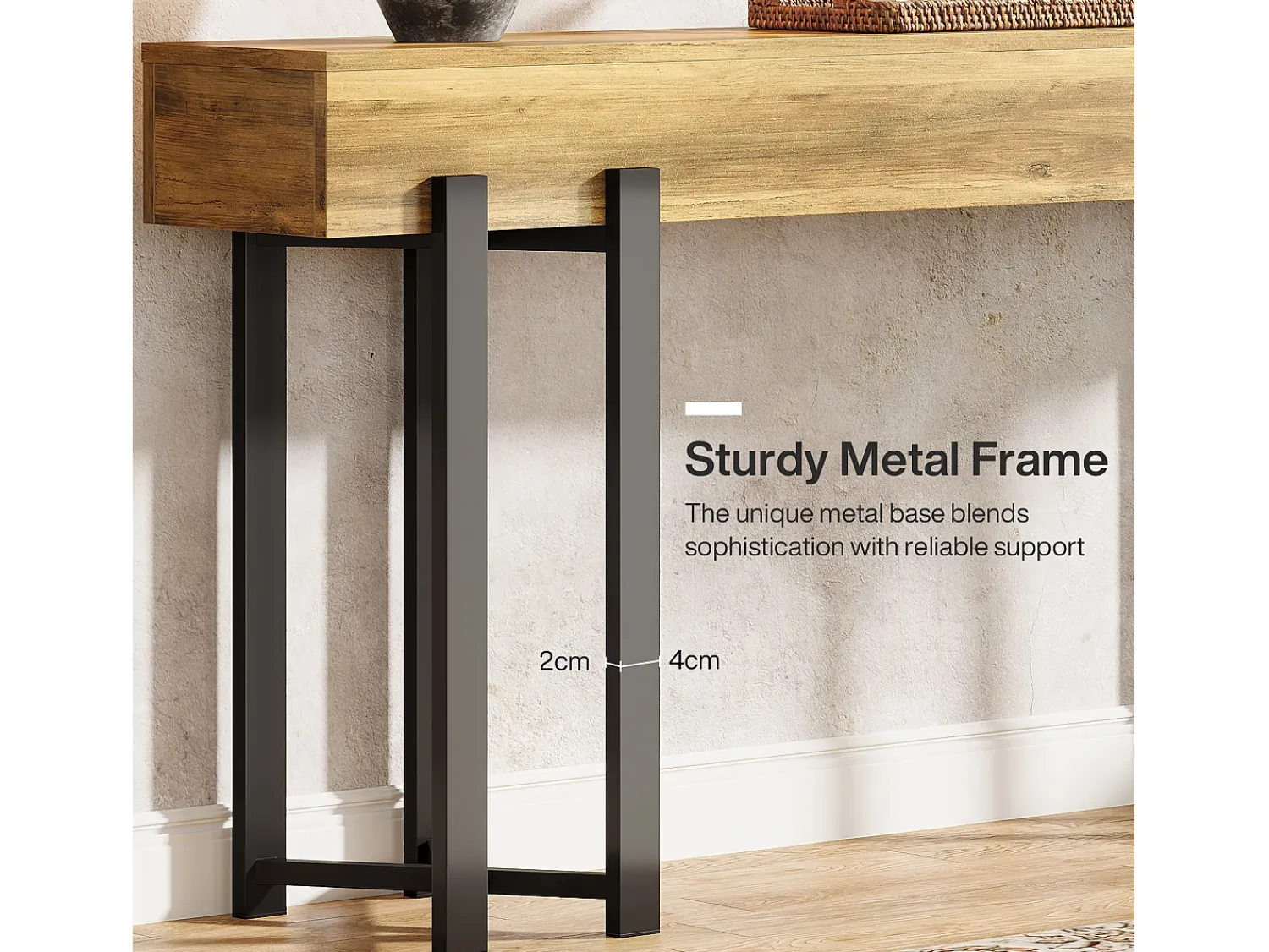 Tribesigns Mesa de Console de 160cm para Entrada, Mesa Industrial Atrás do Sofá^ Consola