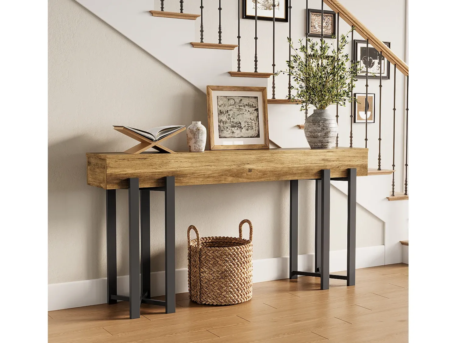 Tribesigns Mesa de Console de 160cm para Entrada, Mesa Industrial Atrás do Sofá^ Consola