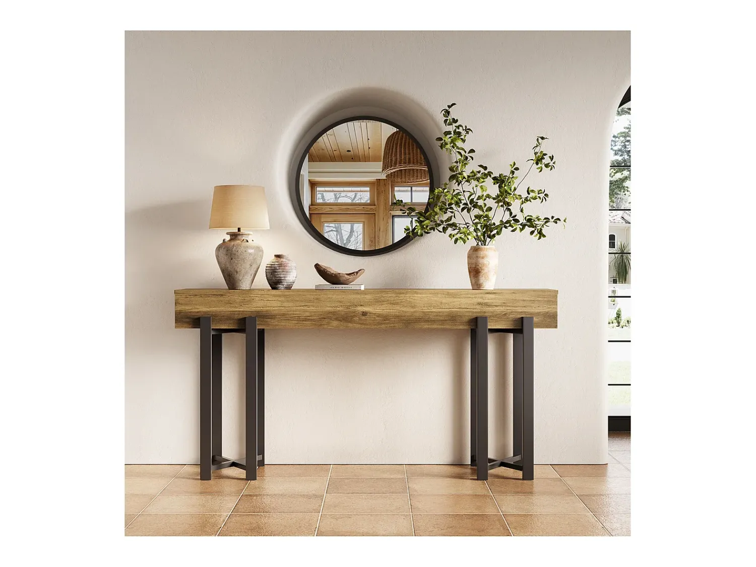 Tribesigns Mesa de Console de 160cm para Entrada, Mesa Industrial Atrás do Sofá^ Consola