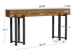 Consola|Tribesigns Mesa de Console de 160cm para Entrada, Mesa Rustica para Atrás do Sofá, Mesa Minimalista para Sala de Estar Castanho