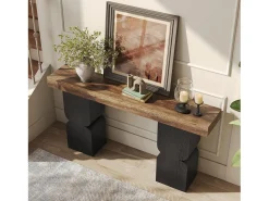 New Tribesigns Mesa de Console de 160cm, Visual de Alta Resistência, Mesa para Atrás de Sofá Castanho