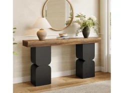 New Tribesigns Mesa de Console de 160cm, Visual de Alta Resistência, Mesa para Atrás de Sofá Castanho