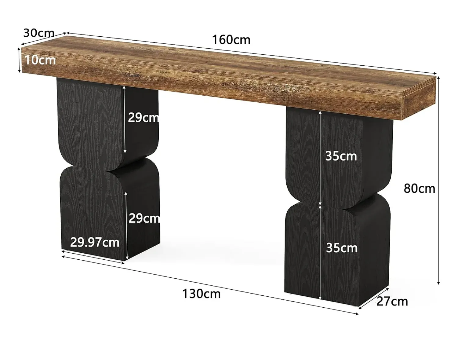 New Tribesigns Mesa de Console de 160cm, Visual de Alta Resistência, Mesa para Atrás de Sofá Castanho