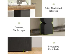 New Tribesigns Mesa de Console de 160cm, Visual de Alta Resistência, Mesa para Atrás de Sofá Castanho