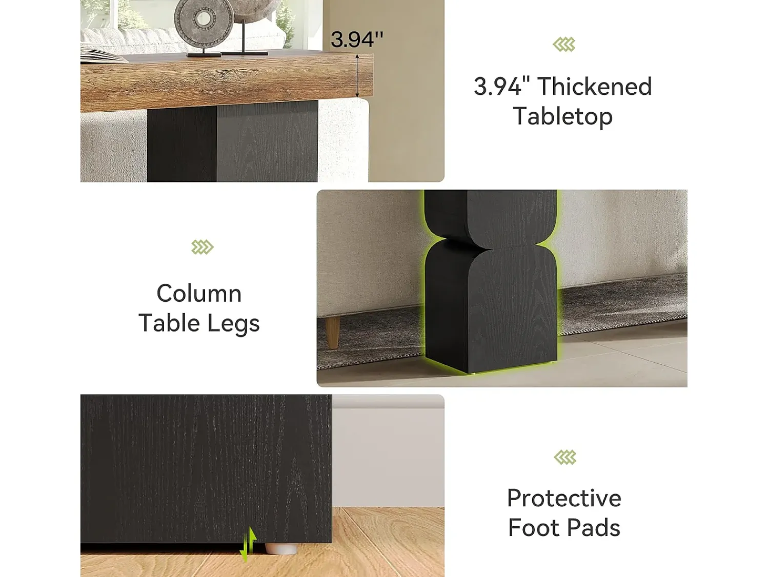 New Tribesigns Mesa de Console de 160cm, Visual de Alta Resistência, Mesa para Atrás de Sofá Castanho