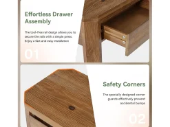 Consola|Tribesigns Mesa de Console de Madeira Sólida com 3 Gavetas, Mesa de Entrada de 160cm de Comprimento com Cantos Arredondados Castanho