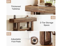 Consola|Tribesigns Mesa de console de quinta com 105 cm, mesa estreita para sofá de dois andares para trás do sofá Castanho