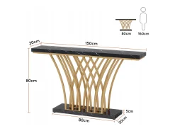Clearance Tribesigns Mesa de Console Dourada - 150 x 29,5 x 80 cm - Moderna - com Pés de Metal em Formato de Grade - para Entrada, Corredor, Entrada, Sala (Preta) Preto