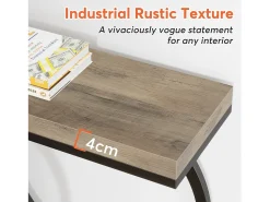 Tribesigns Mesa de console dourada de 140 cm, Mesa de entrada moderna com pés em metal dourado em formato de O, 140 x 30 x 80 cm, Cinza^ Consola