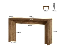 Consola|Tribesigns Mesa de console em estilo fazenda, mesa de 140 cm para sala com armazenamento para entrada. Castanho