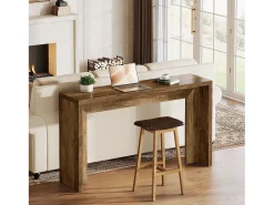 Consola|Tribesigns Mesa de console em estilo fazenda, mesa de 140 cm para sala com armazenamento para entrada. Castanho