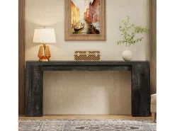 Consola*Tribesigns Mesa de Console Extra Longa 160cm, Mesa de Sofá Rural Preta Atrás do Sofá Preto