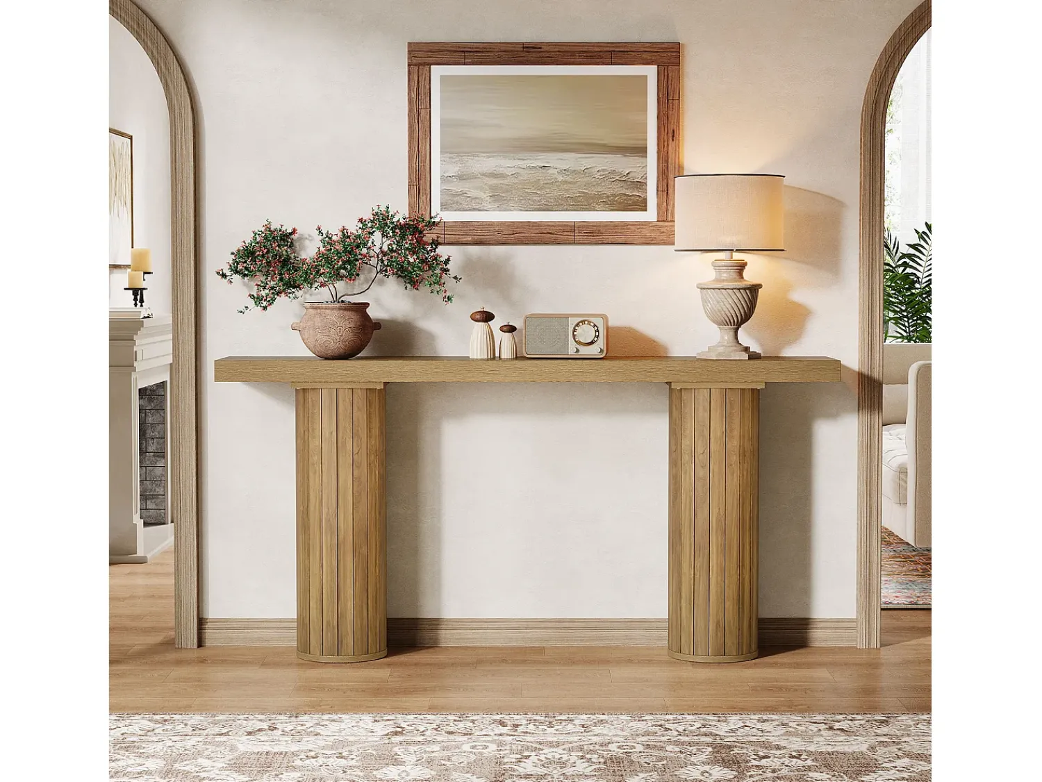 Consola*Tribesigns Mesa de console extra-longa de 160 cm, mesa retangular para entrada, mesa de sofá atrás do sofá Castanho