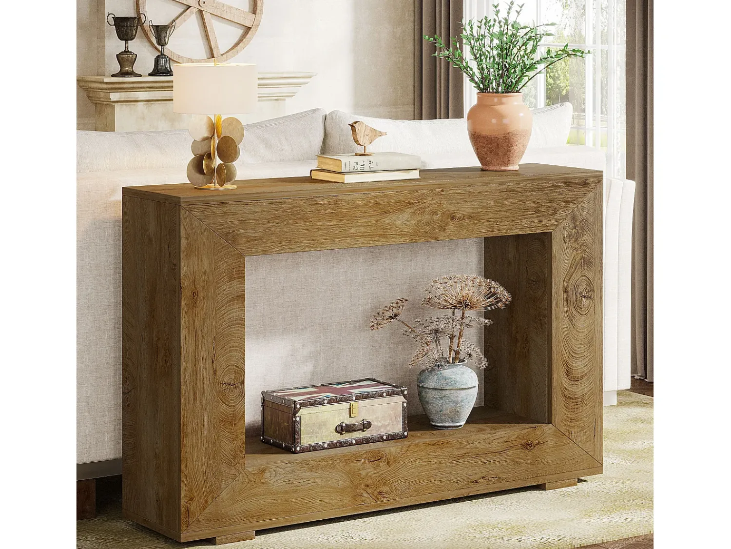 Consola|Tribesigns Mesa de Console, Mesa de Entrada, 120x30x83,5 cm, Mesa Auxiliar, Mesa de Corredor Castanho