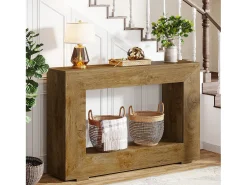Consola|Tribesigns Mesa de Console, Mesa de Entrada, 120x30x83,5 cm, Mesa Auxiliar, Mesa de Corredor Castanho