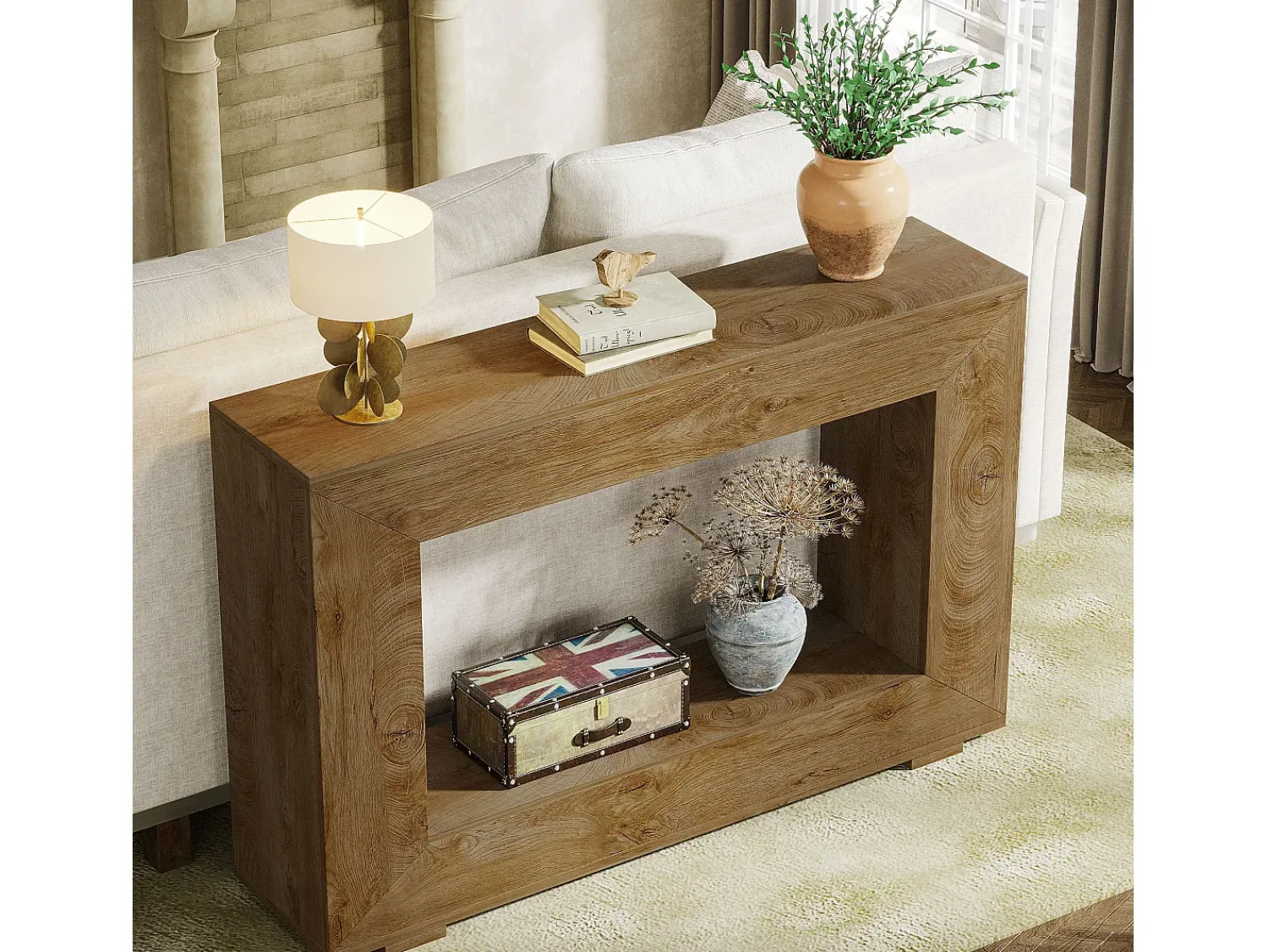 Consola|Tribesigns Mesa de Console, Mesa de Entrada, 120x30x83,5 cm, Mesa Auxiliar, Mesa de Corredor Castanho