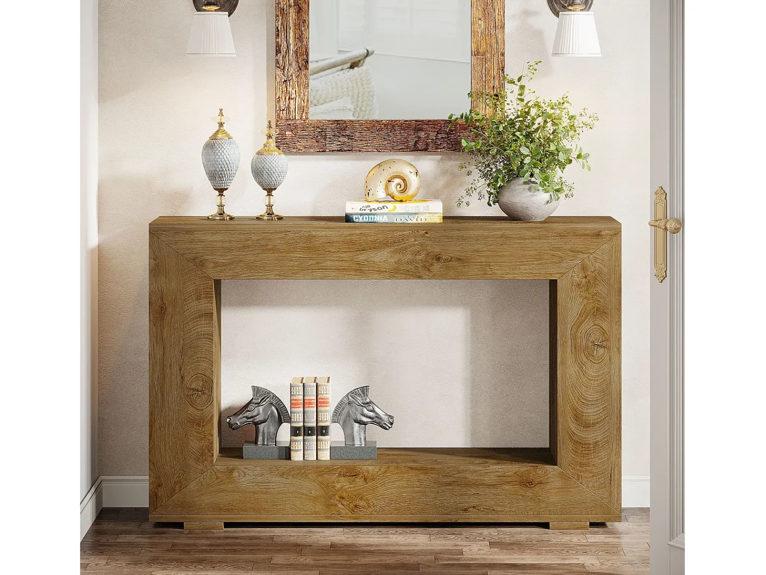 Consola|Tribesigns Mesa de Console, Mesa de Entrada, 120x30x83,5 cm, Mesa Auxiliar, Mesa de Corredor Castanho