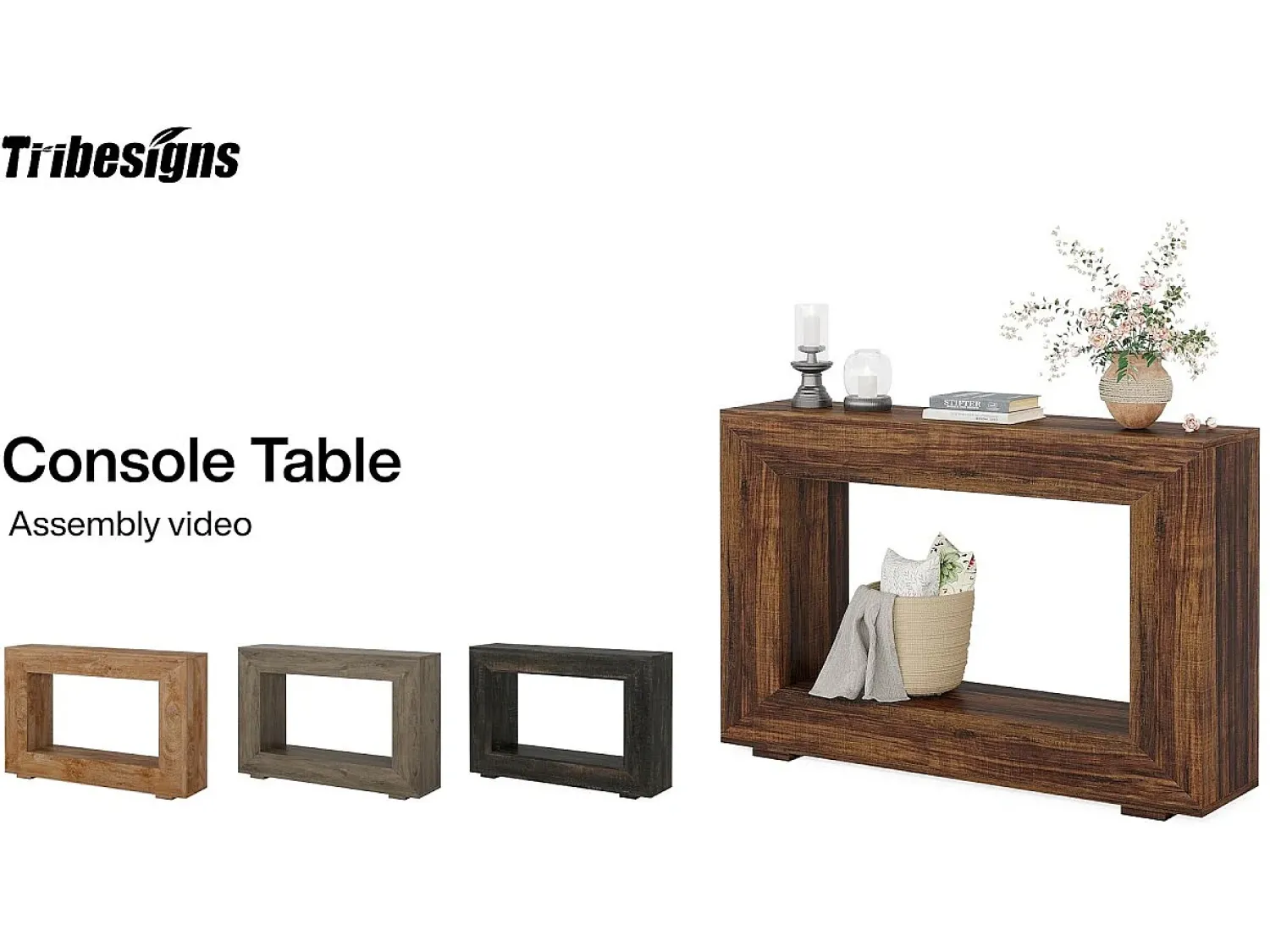 Consola|Tribesigns Mesa de Console, Mesa de Entrada, 120x30x83,5 cm, Mesa Auxiliar, Mesa de Corredor Castanho