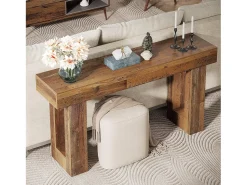 Sale Tribesigns Mesa de Console, Mesa de Entrada Rural de 160cm, Mesa de Acento Retangular para Entrada, Corredor Castanho