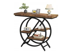 Tribesigns Mesa de Console, Mesa de Entrada de 100 cm com Tampo Espesso, Mesa de Sofá Industrial, Mesas Auxiliares, Marrom Rústico^ Consola
