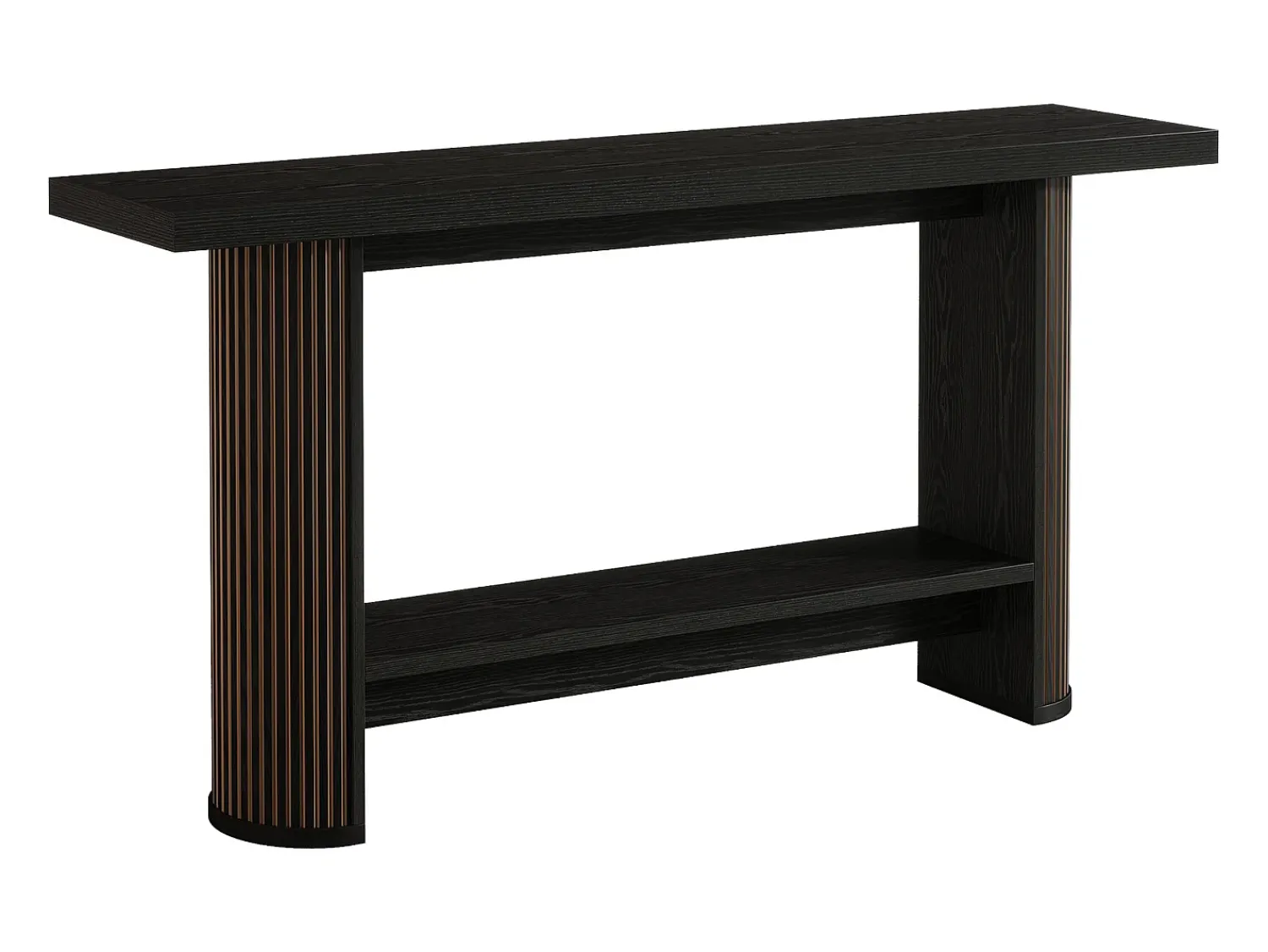 Clearance Tribesigns Mesa de Console Moderna 140cm, Mesa de Corredor Estreita Preta, Mesa de Sofá com 2 Prateleiras Preto