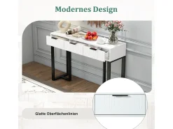 Clearance Merax Mesa de console moderna com 3 gavetas - 120 x 36 x 80 cm - MDF - para sala, corredor - + preto Branco