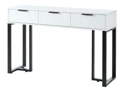 Clearance Merax Mesa de console moderna com 3 gavetas - 120 x 36 x 80 cm - MDF - para sala, corredor - + preto Branco