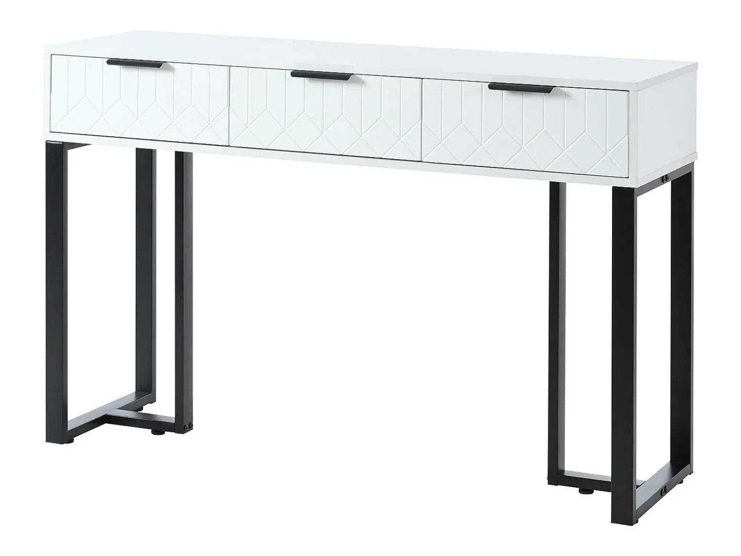 Clearance Merax Mesa de console moderna com 3 gavetas - 120 x 36 x 80 cm - MDF - para sala, corredor - + preto Branco