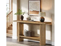 Tribesigns Mesa de console moderna de 140 cm, mesa para corredor estreito com armazenamento para a sala de estar^ Consola