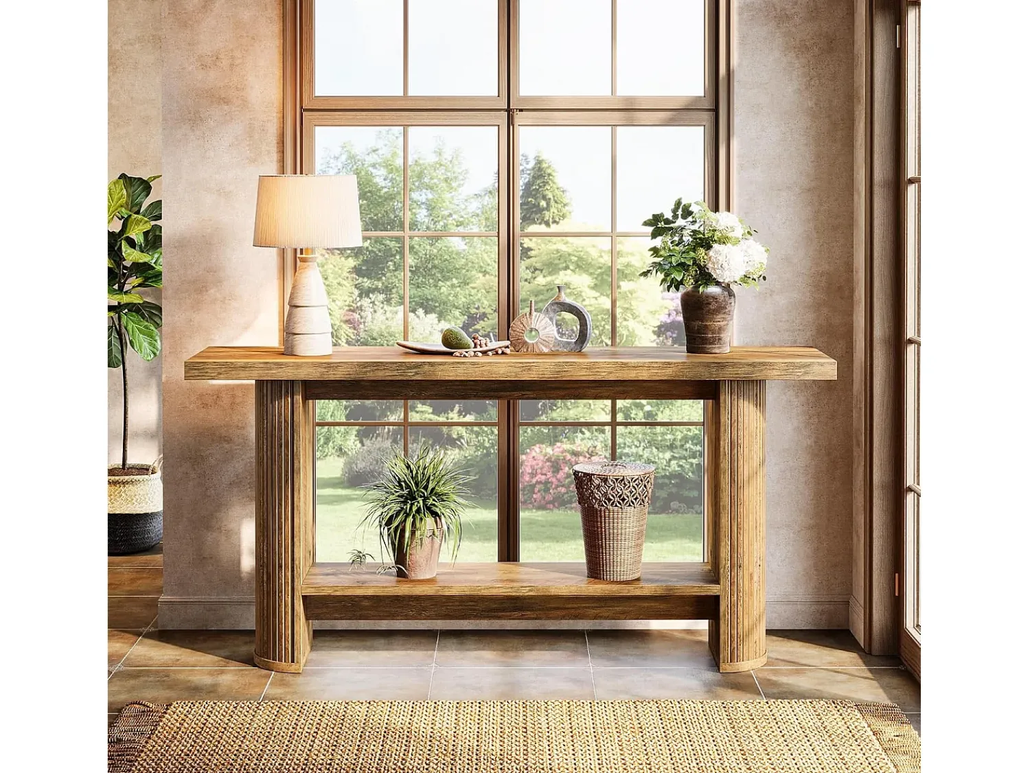 Tribesigns Mesa de console moderna de 140 cm, mesa para corredor estreito com armazenamento para a sala de estar^ Consola