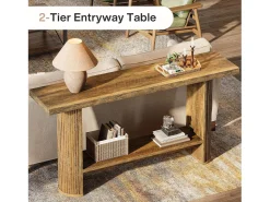 Tribesigns Mesa de console moderna de 140 cm, mesa para corredor estreito com armazenamento para a sala de estar^ Consola