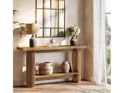 Tribesigns Mesa de console moderna de 140 cm, mesa para corredor estreito com armazenamento para a sala de estar^ Consola