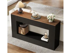 Tribesigns Mesa de console moderna, mesa de entrada em madeira de 140 cm com armazenamento, mesa para sofá estreita e comprida^ Consola