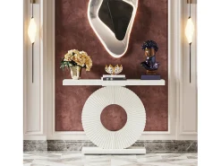 Consola*Tribesigns Mesa de Console, Móvel de Entrada com Base Circular em Forma, Mesa de Entrada de 100 cm para entrada do Sala, Corredor, 100 x 30 x 79 cm, Branco