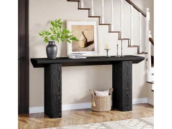 Sale Tribesigns Mesa de Console para Entrada, Mesa de Sofá Longa e Fina Preta de 160cm Preto
