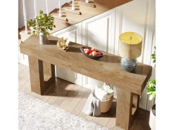Tribesigns Mesa de console retangular com 160 cm de comprimento, Mesa baixa atrás do sofá para entrada (Natural)^ Consola